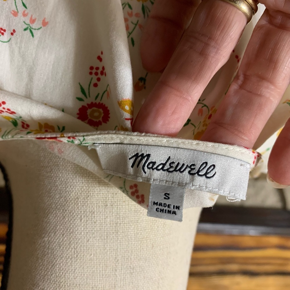 Madewell Novel Tie-Front Top in Windowbox Floral Springy Mustard Yellow Small - Picture 5 of 8